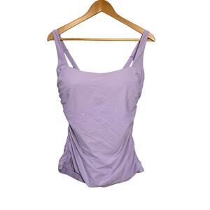 Athleta Tankini Swim Top Lavender Ruched Square Neck 38D DD